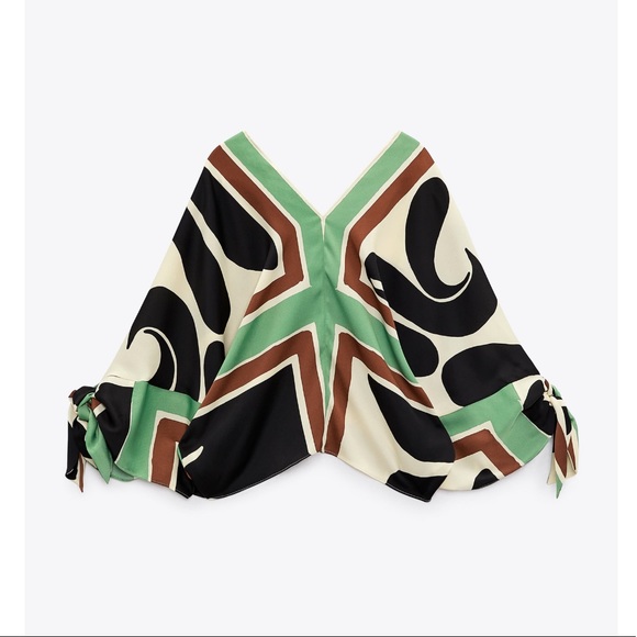 NWT Zara 2 Piece Tied Printed Blouse And Wide Pants Set - Picture 8 of 16